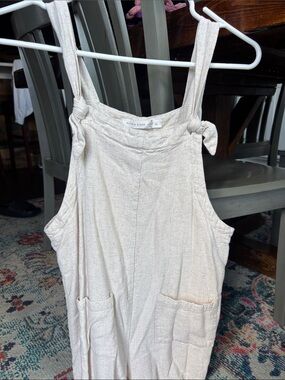 Altar'd State Cream Tie-Shoulder Textured Jumpsuit